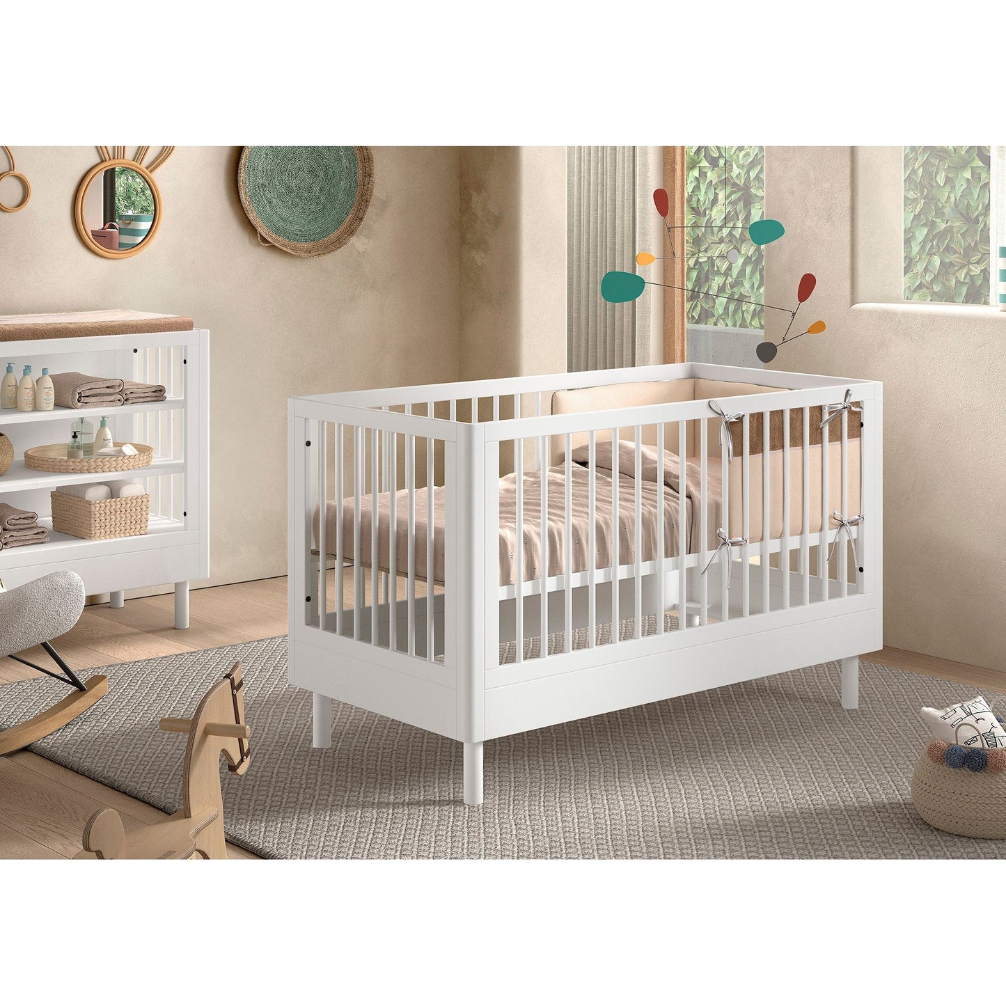 VIPACK JAXX FORREST 2 piece room set cot bed and changing table white