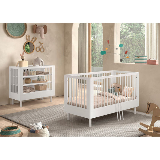 VIPACK JAXX FORREST 2 piece room set cot bed and changing table white