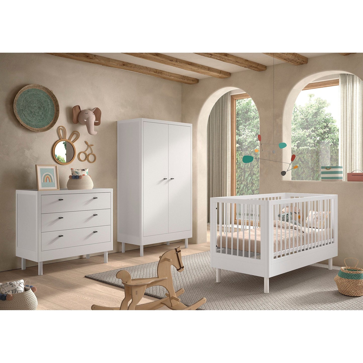 VIPACK JAXX FORREST 3 piece room set with 3 drawer chest white