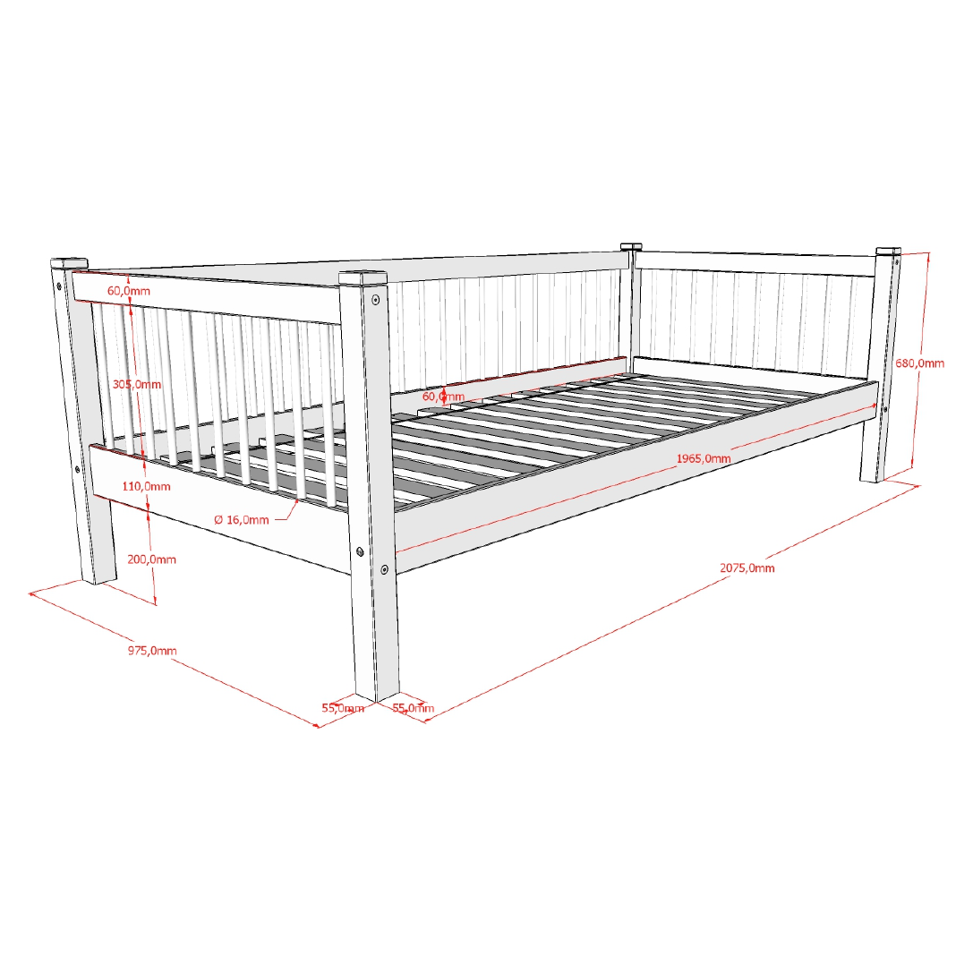 VIPACK FORREST European single cabin bed 90 X 200cm oak inc bed guard