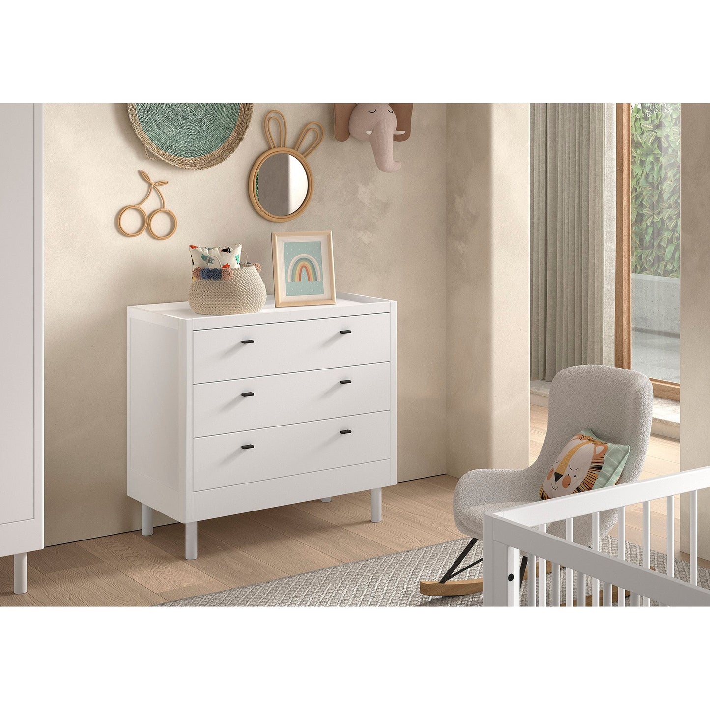 VIPACK JAXX FORREST 3 piece kids room set with nightstand white