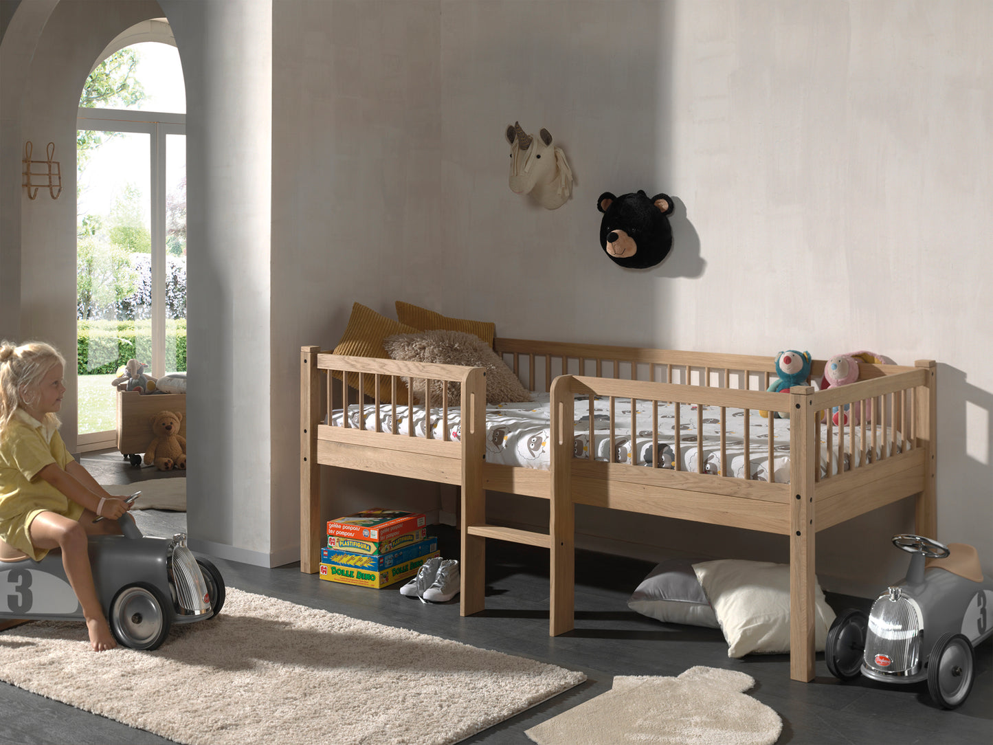 VIPACK FORREST European single mid sleeper low 90 X 200 cm Oak