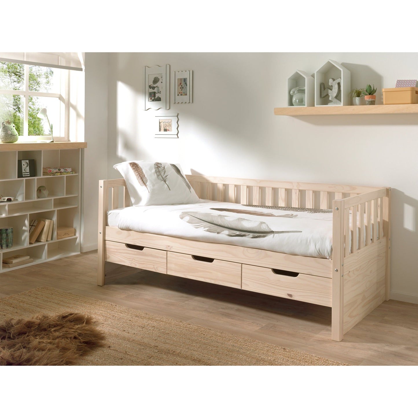 VIPACK FRITZ European single cabin bed 90 X 200cm with 3 drawers pine