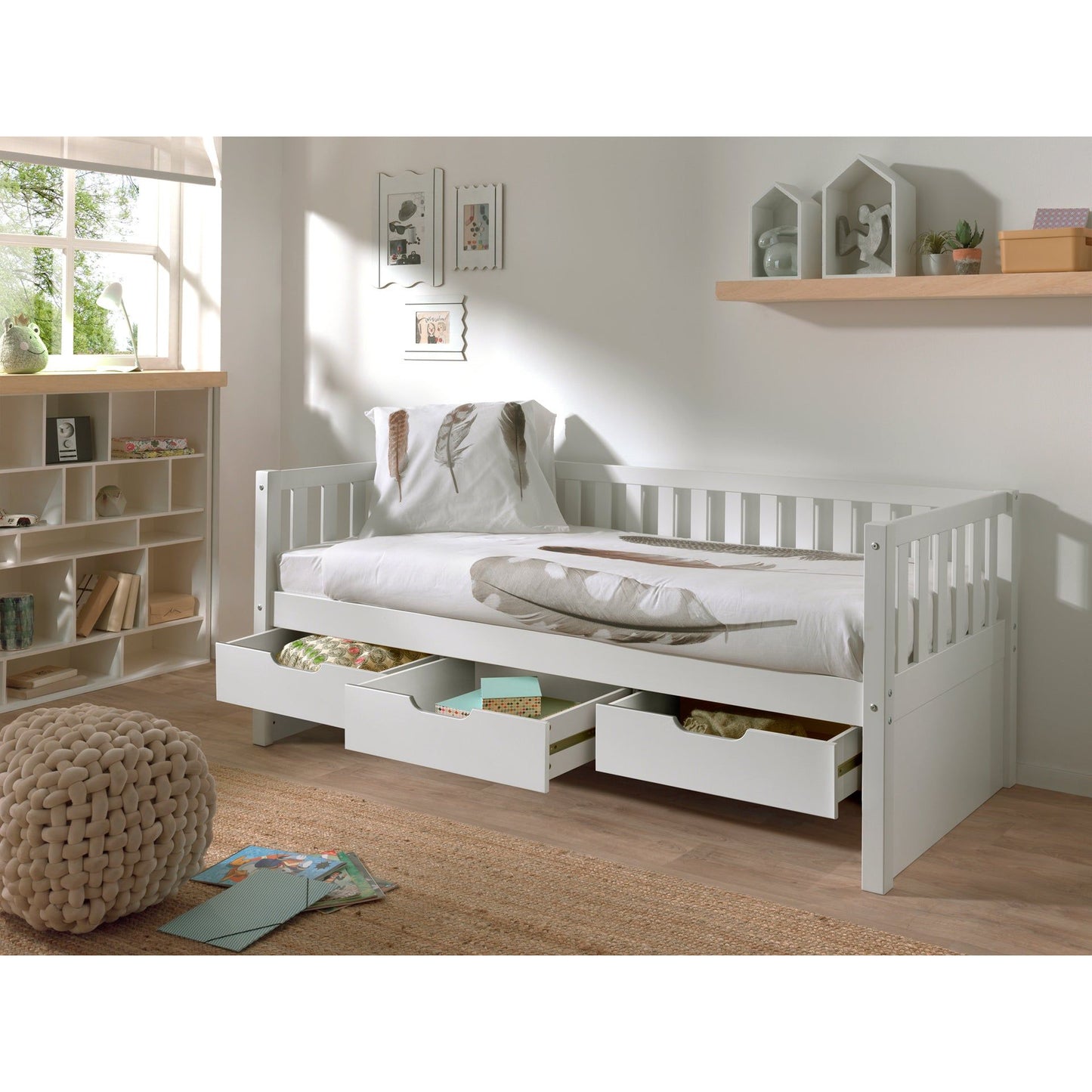 VIPACK FRITZ European single cabin bed 90 X 200cm with 3 drawers white