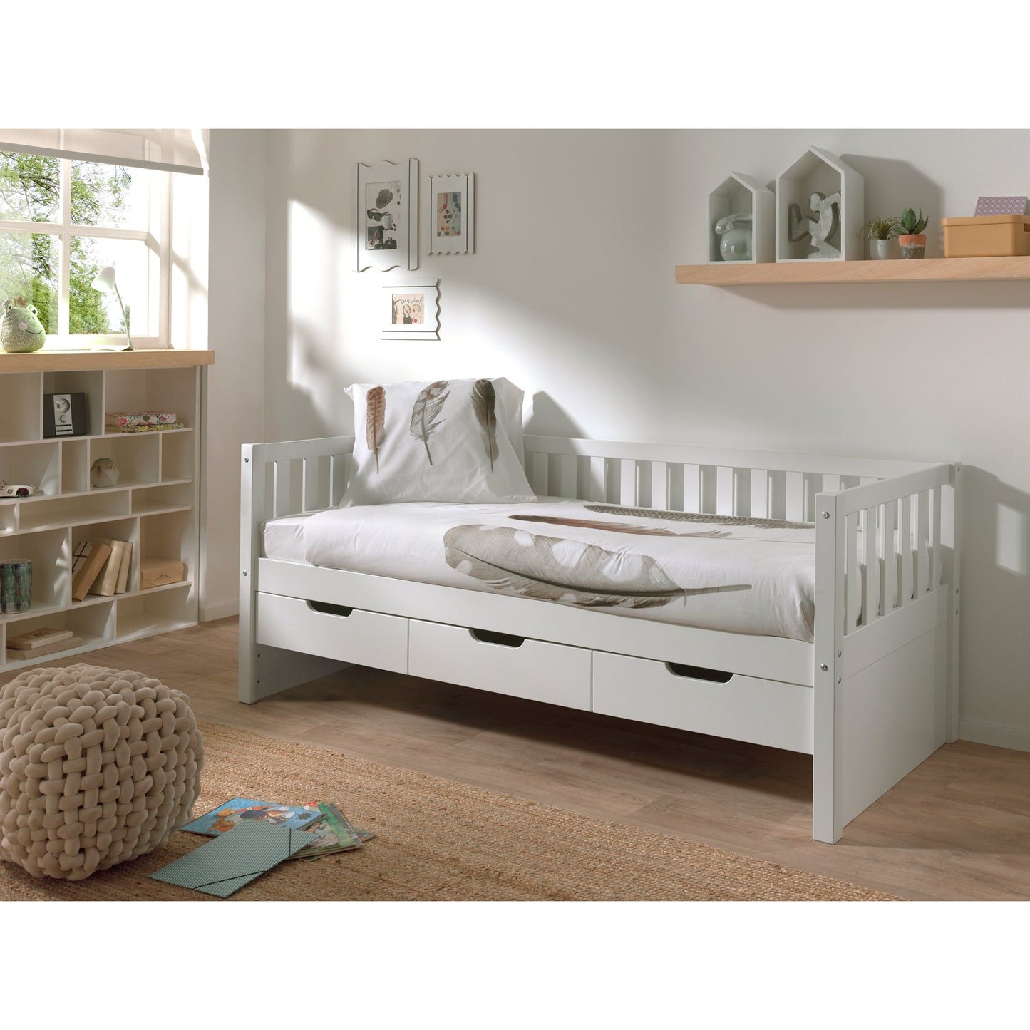 VIPACK FRITZ European single cabin bed 90 X 200cm with 3 drawers white