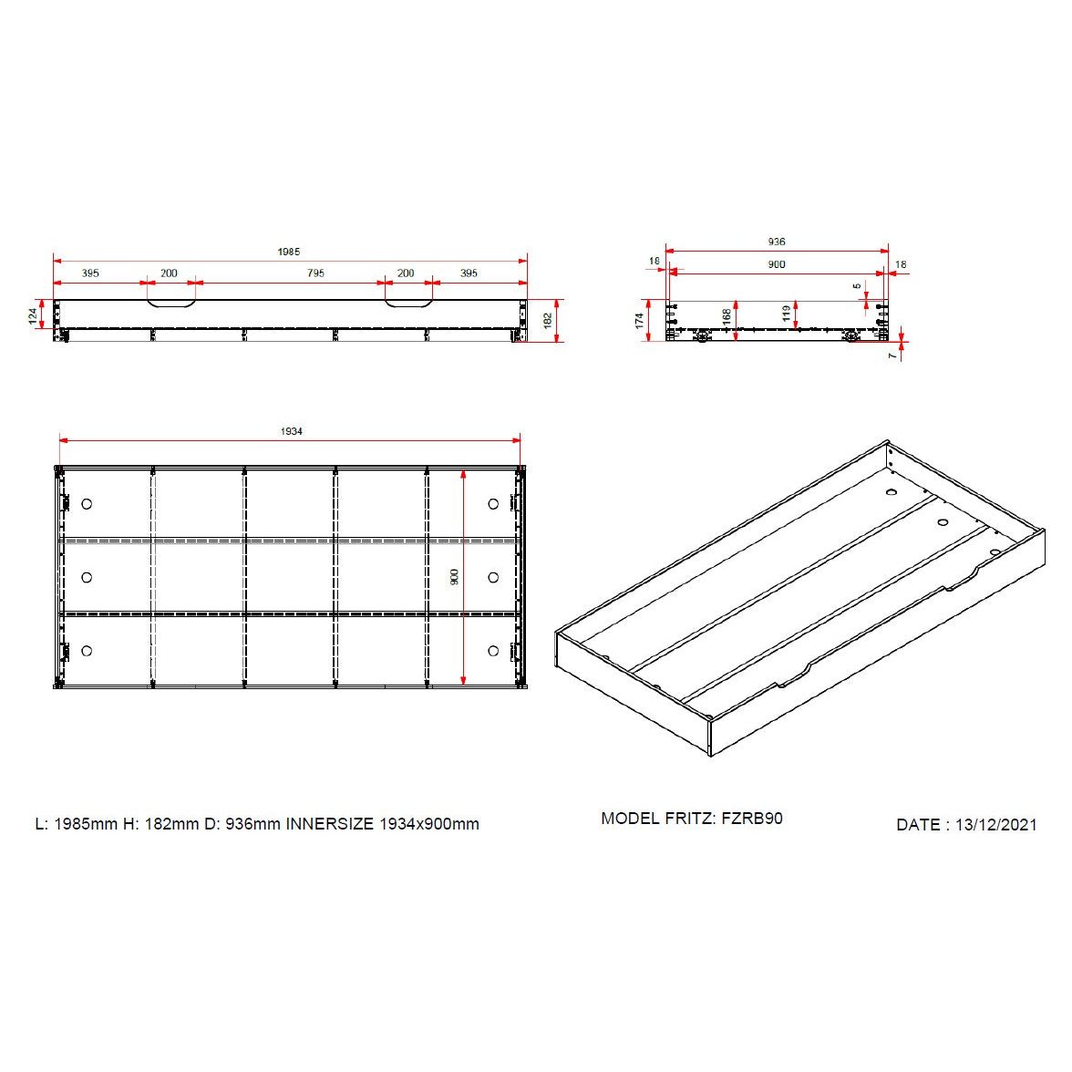 VIPACK FRITZ European single cabin bed 90 X 200cm white inc storage drawer