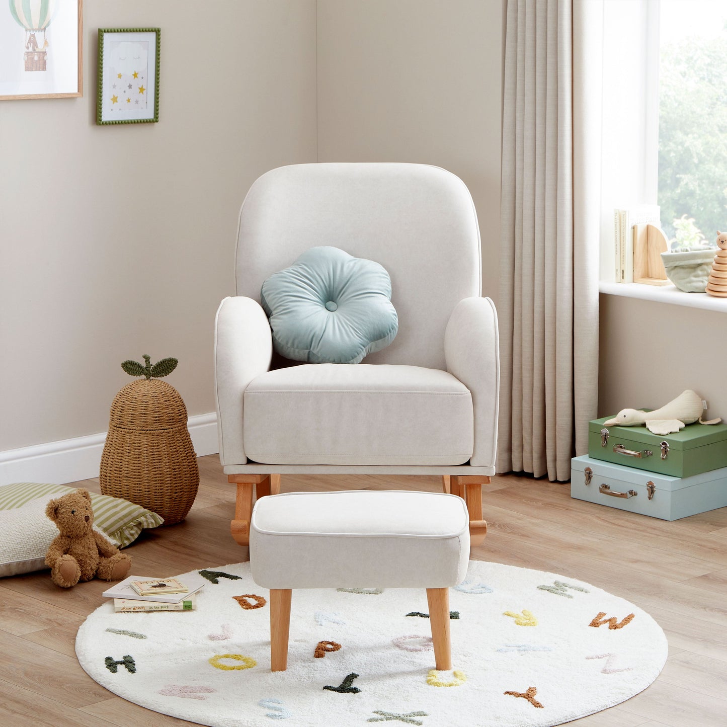 Babymore Freya Nursing Chair with Stool Cream