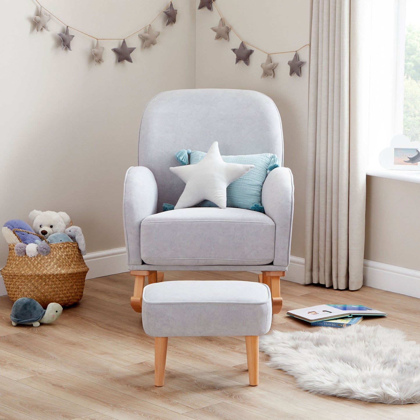 Babymore Freya Nursing Chair with Stool Grey