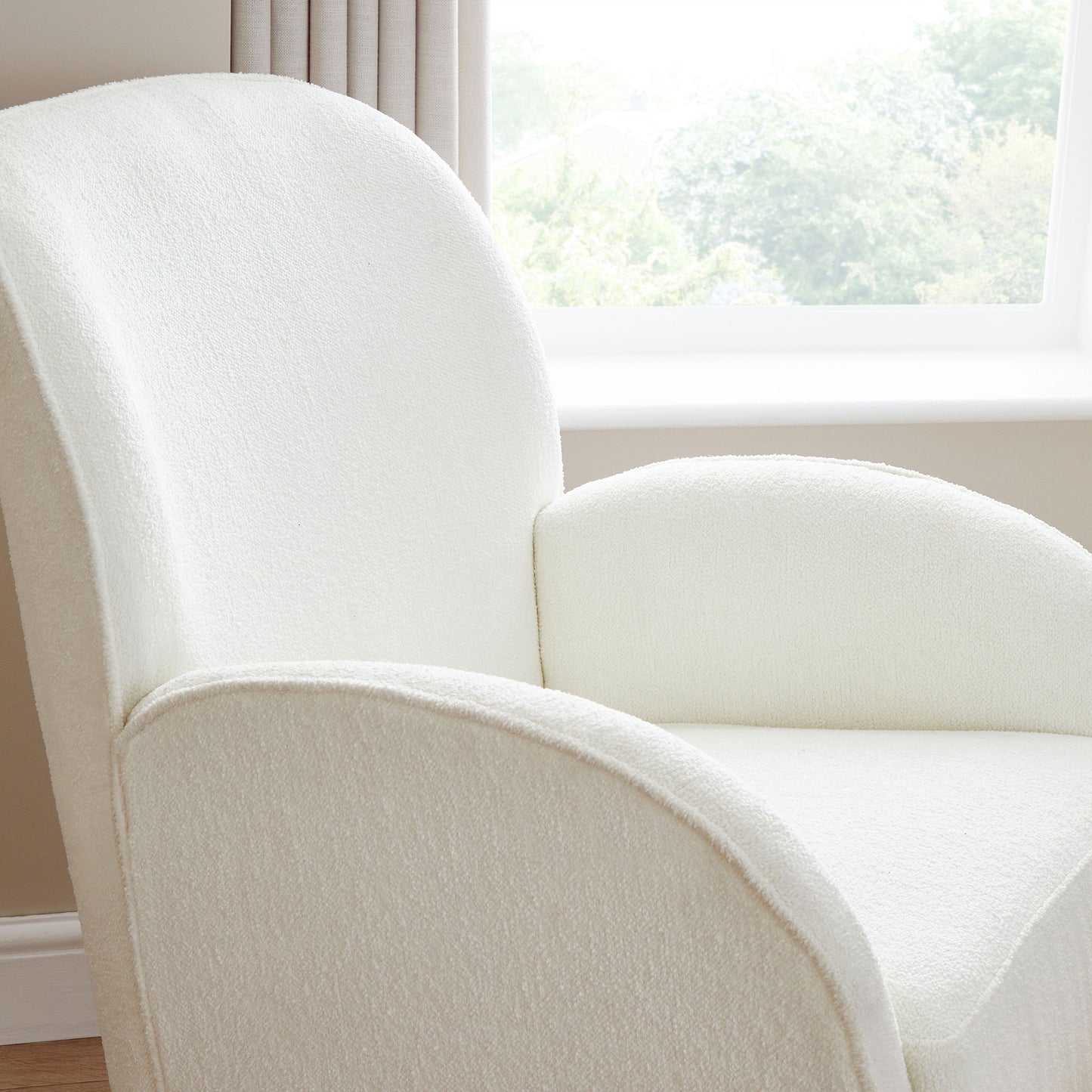 Babymore Freya Nursing Chair with Stool  Off White Bouclé