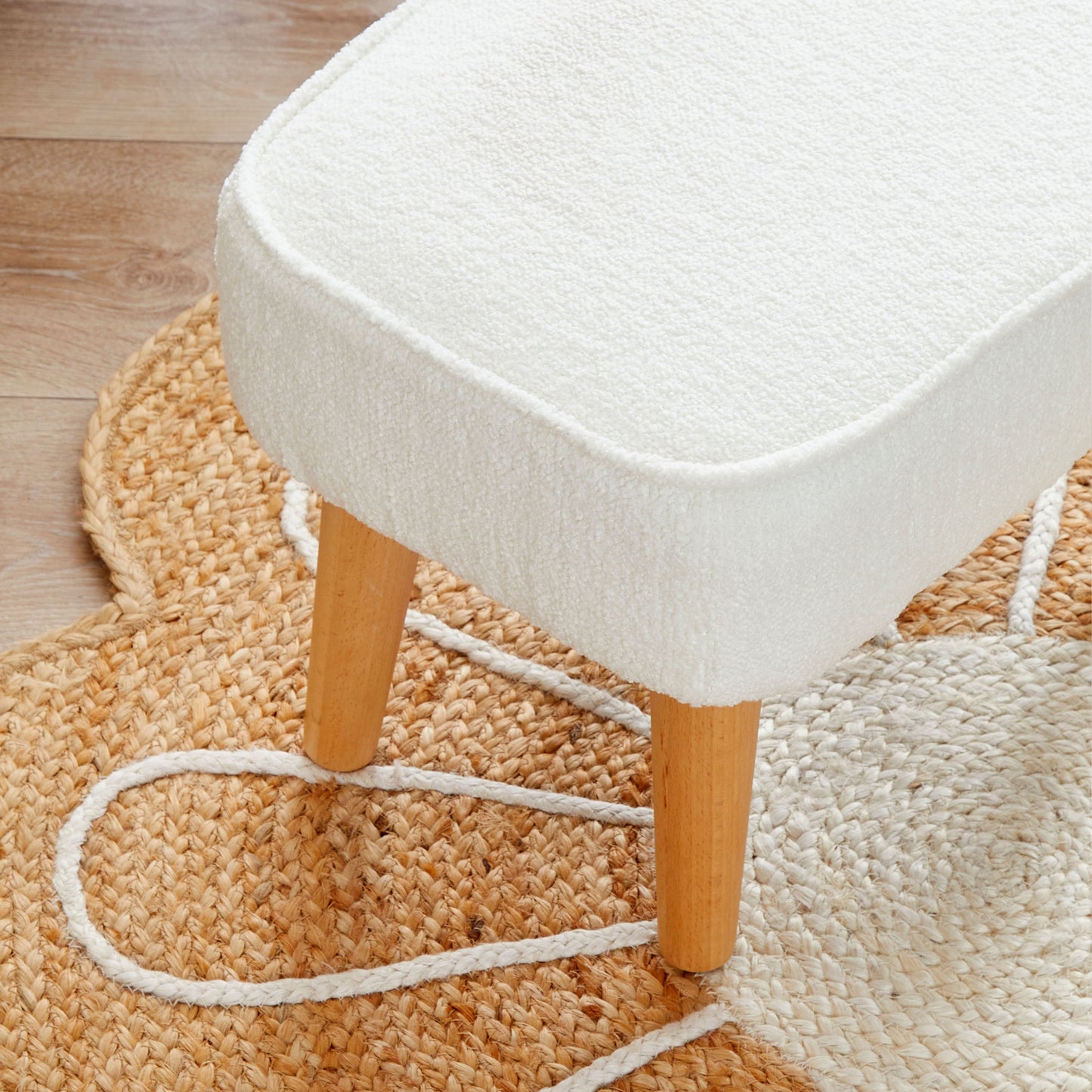 Babymore Freya Nursing Chair with Stool  Off White Bouclé