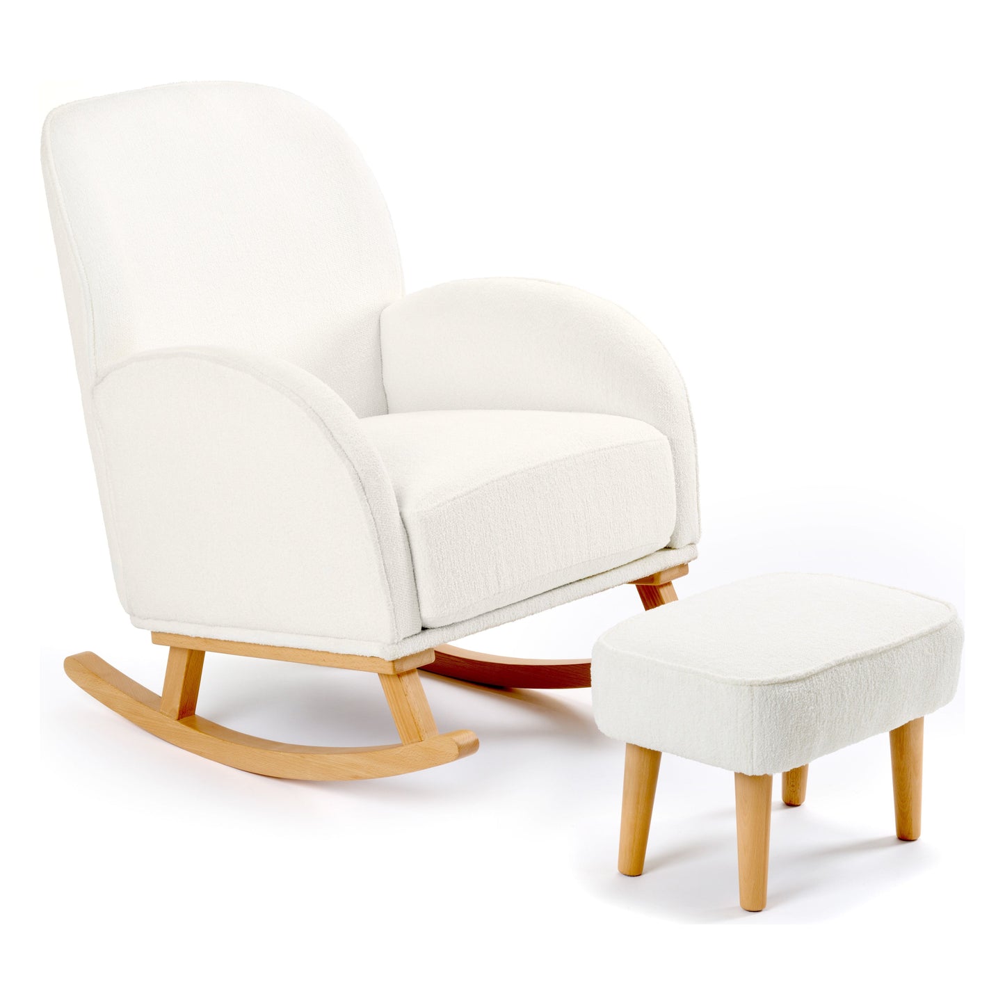 Babymore Freya Nursing Chair with Stool  Off White Bouclé