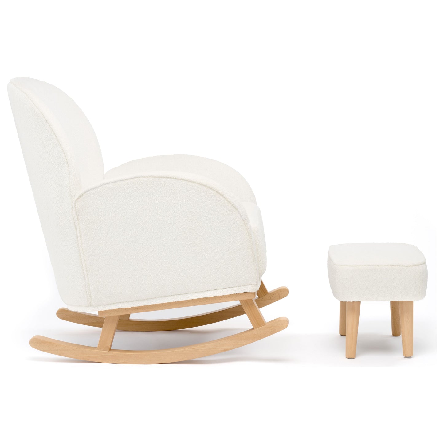 Babymore Freya Nursing Chair with Stool  Off White Bouclé