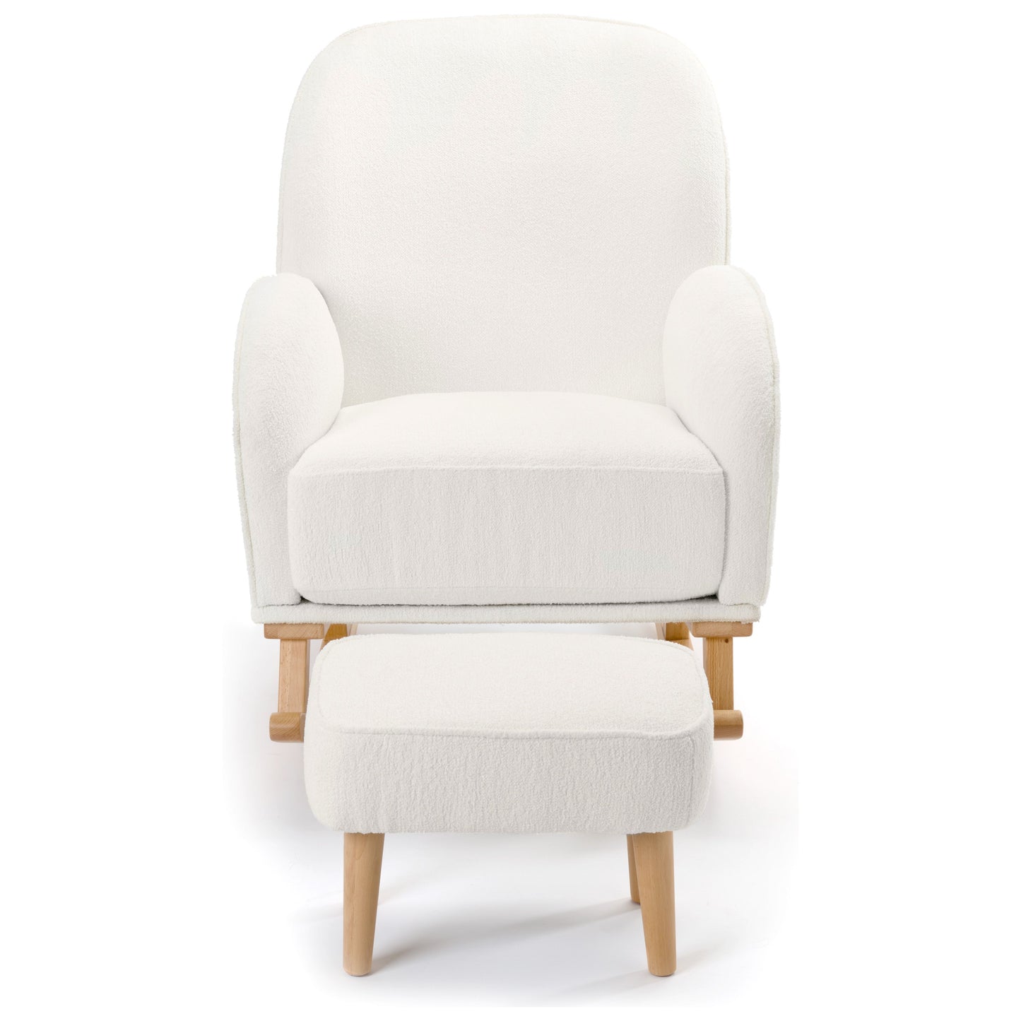 Babymore Freya Nursing Chair with Stool  Off White Bouclé