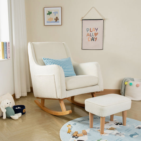 Babymore Ida Nursing Rocking Chair with Footstool - Bouclé
