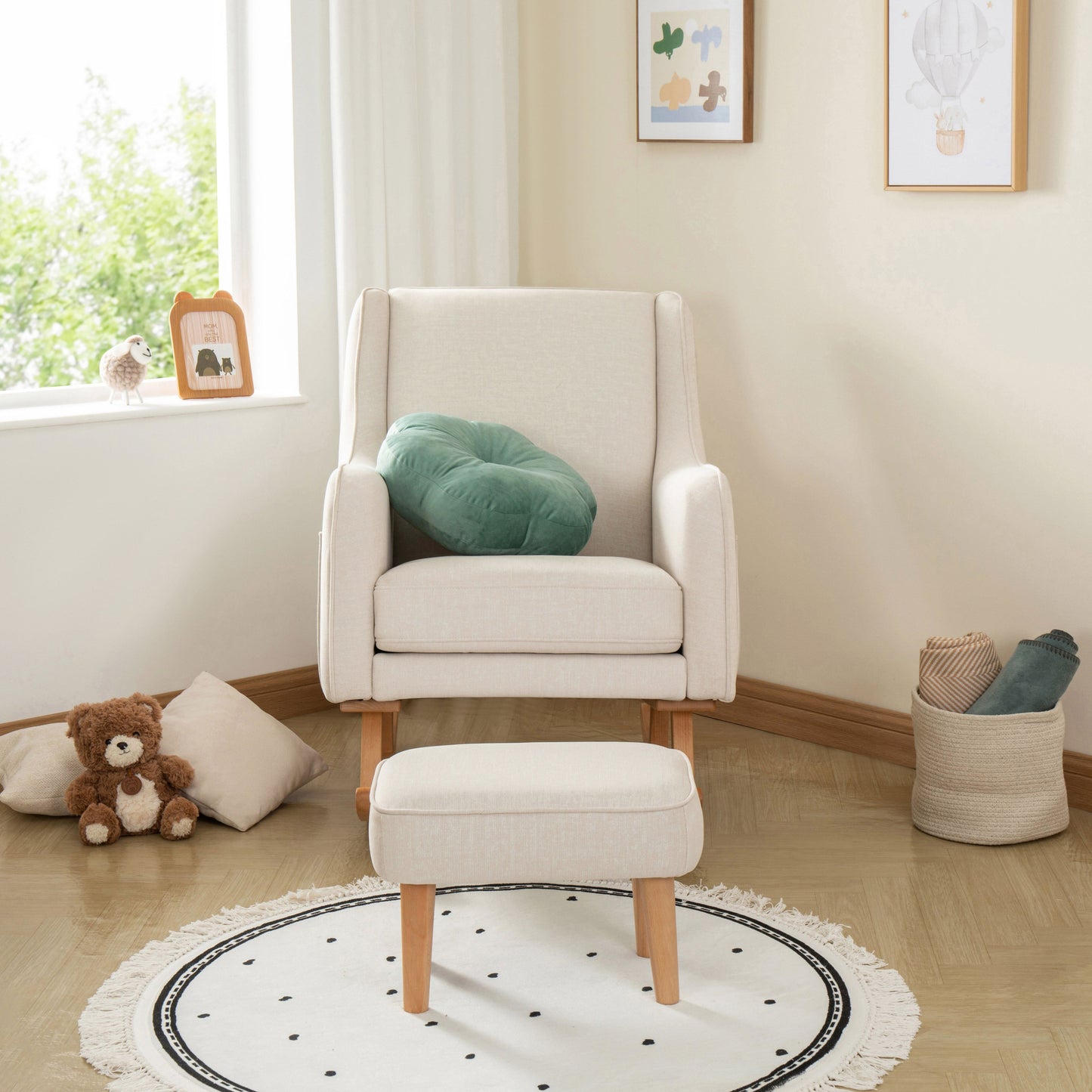 Babymore Ida Nursing Chair with Stool Ivory