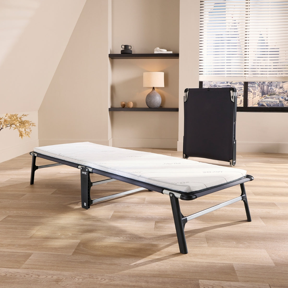 Jay Be CE70 folding single guest bed in modern home