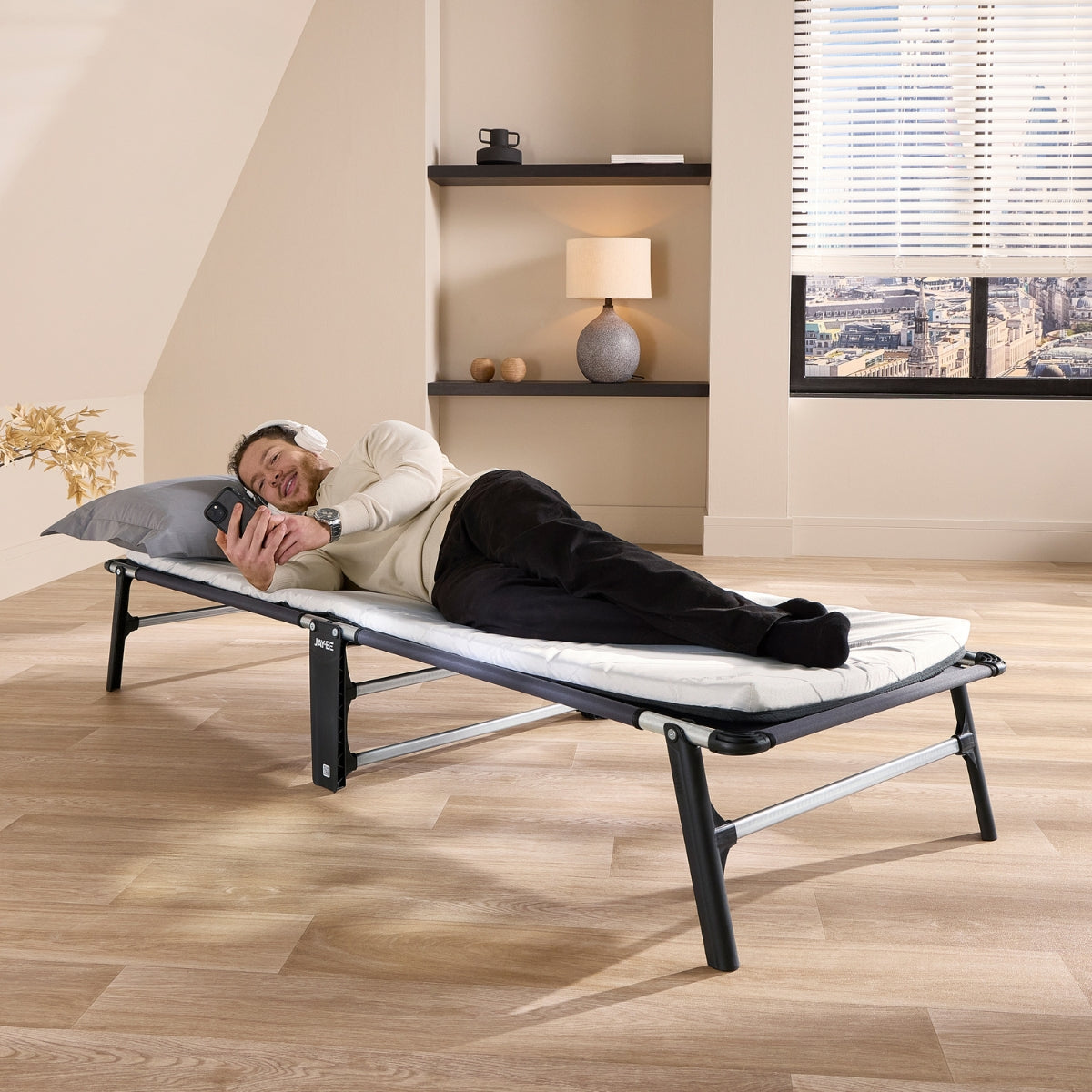 Jay-Be CE70 Compact Folding Single Bed with Comfort White Mattress