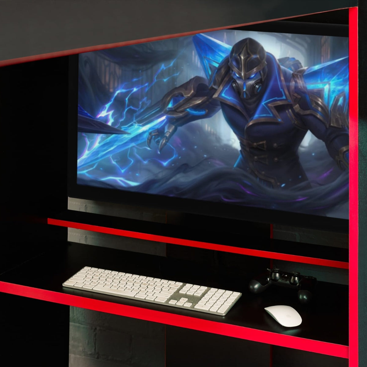 large gaming screen on desk in julian bowen gaming bed