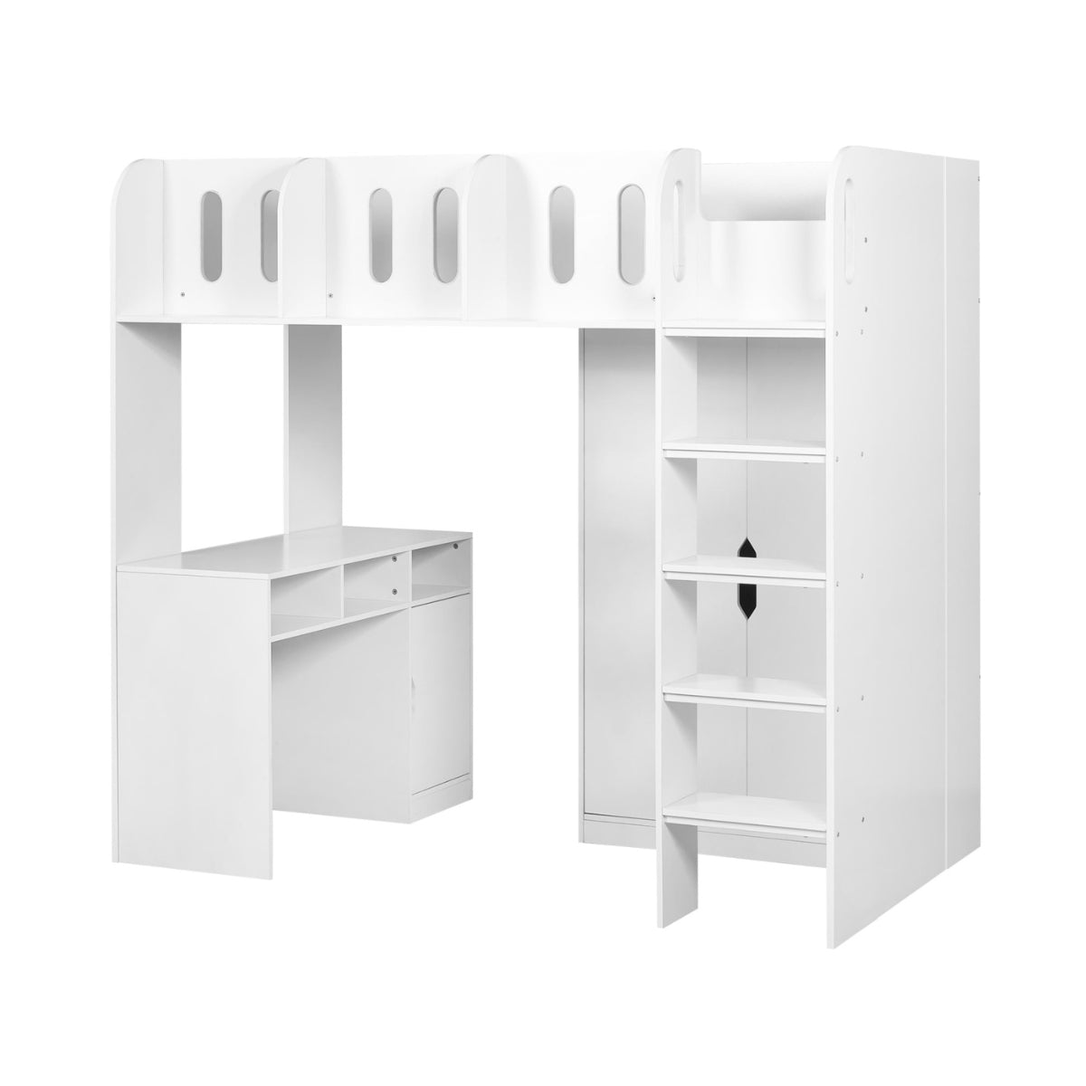 Julian Bowen Vision Kids High Sleeper Bed White - with desk & storage