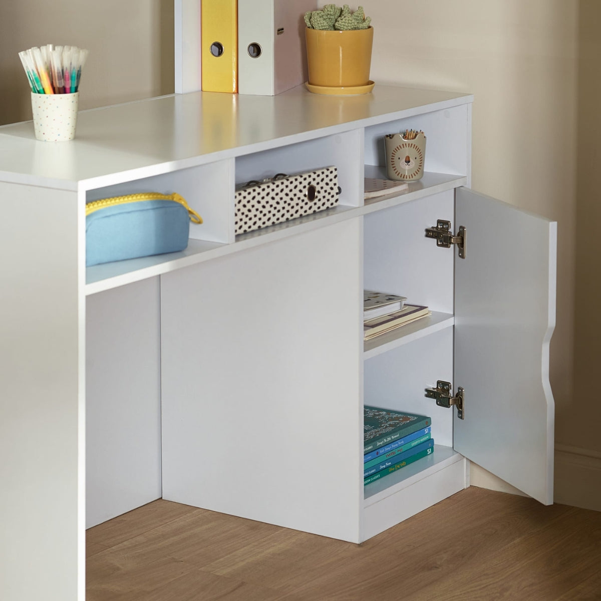 Julian Bowen Vision Kids High Sleeper Bed White - with desk & storage