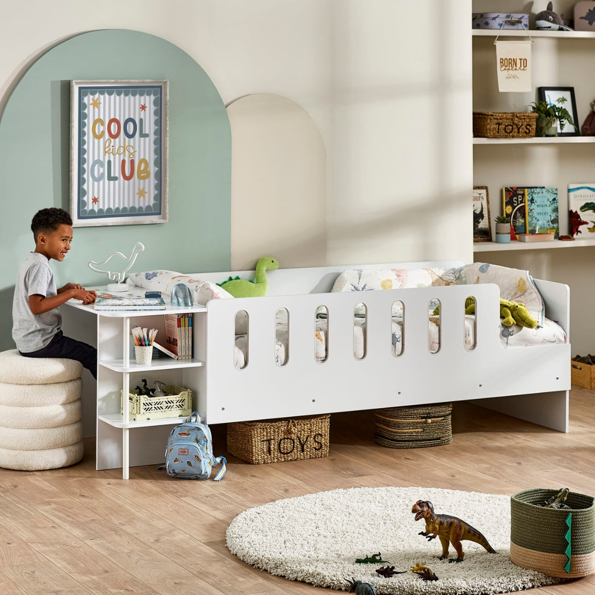 Julian Bowen Vision Kids Low Sleeper Bed White - with desk