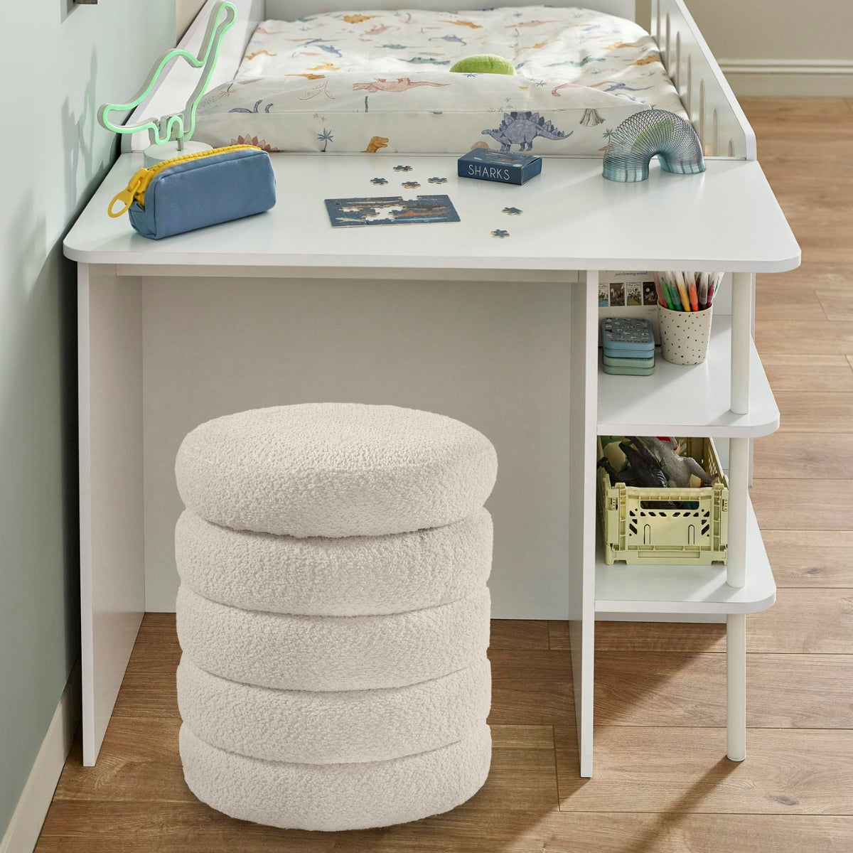 Julian Bowen Vision Kids Low Sleeper Bed White - with desk