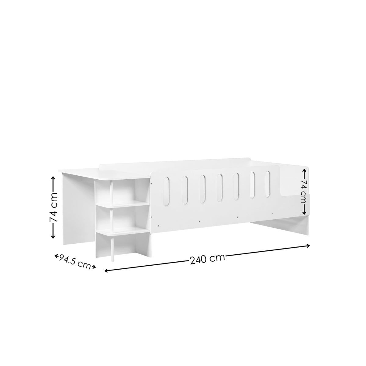 Julian Bowen Vision Kids Low Sleeper Bed White - with desk