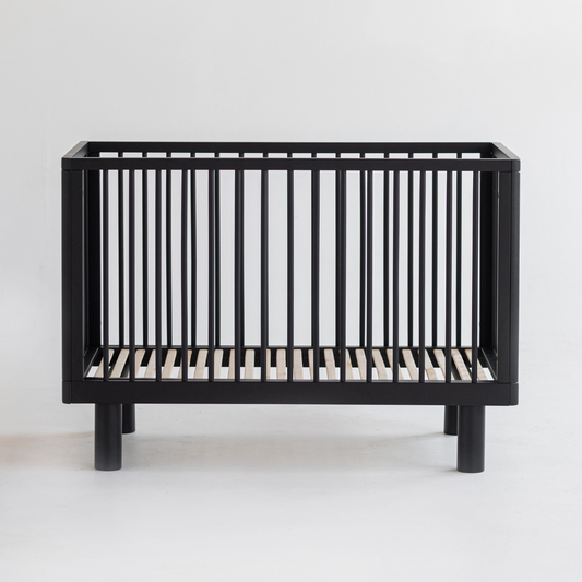 KARL & FRIC Nox cot 120 x 60cm black satin inc conversion rail
