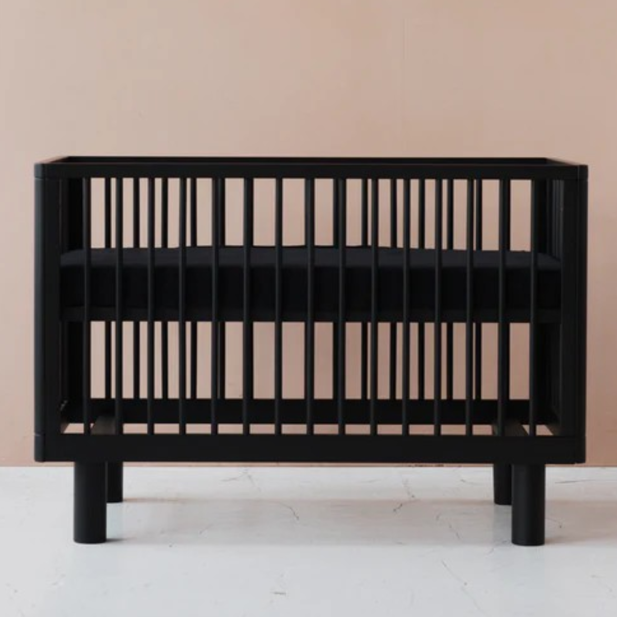 KARL & FRIC Nox cot 120 x 60cm black satin inc conversion rail