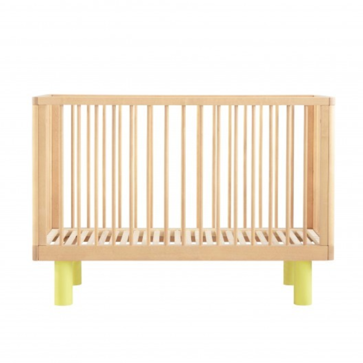 KARL & FRIC Nox cot 120 x 60cm natural wood and yellow inc conversion rail