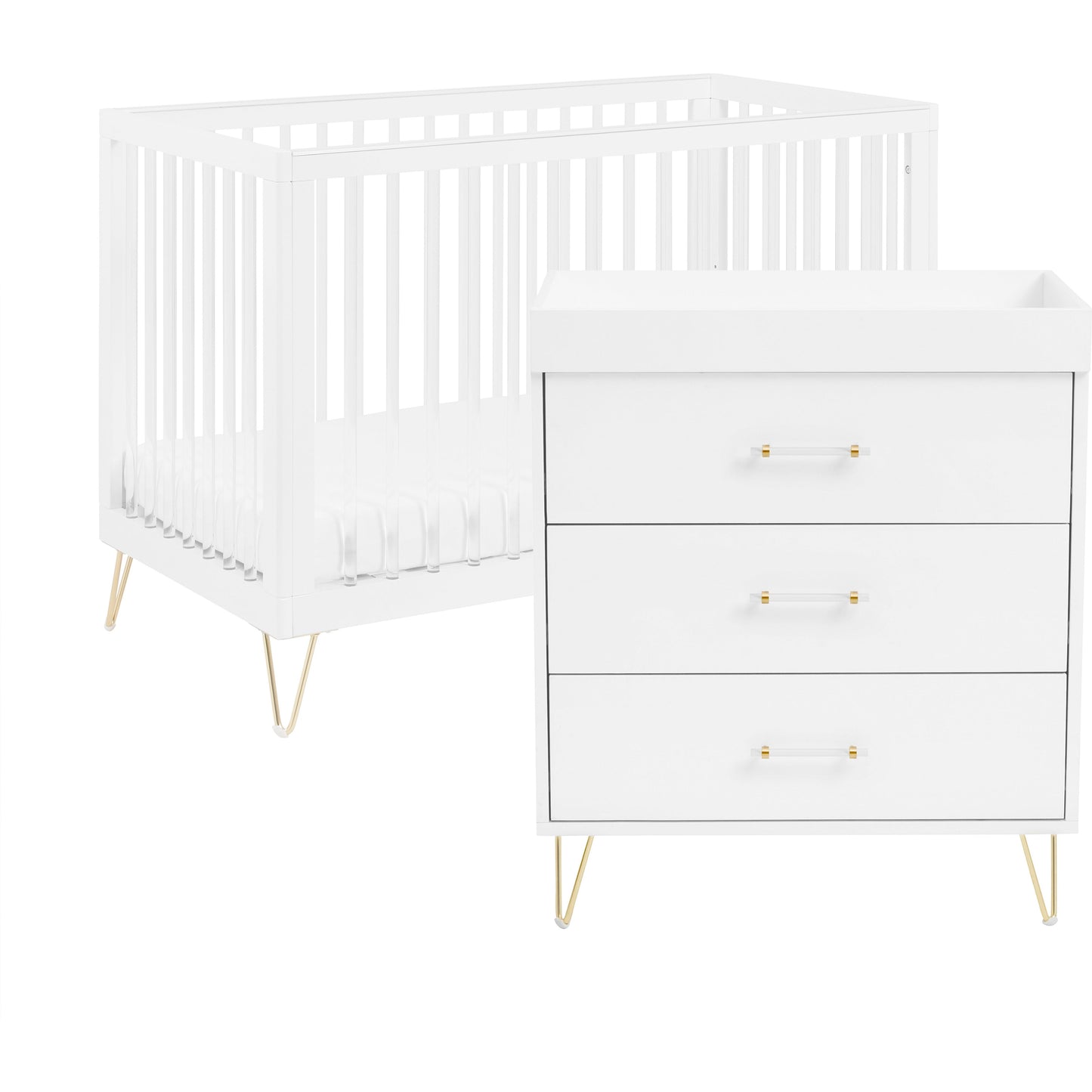 Babymore Kimi Acrylic Cot Bed 120 x 60cm 2 Piece Nursery Room Set