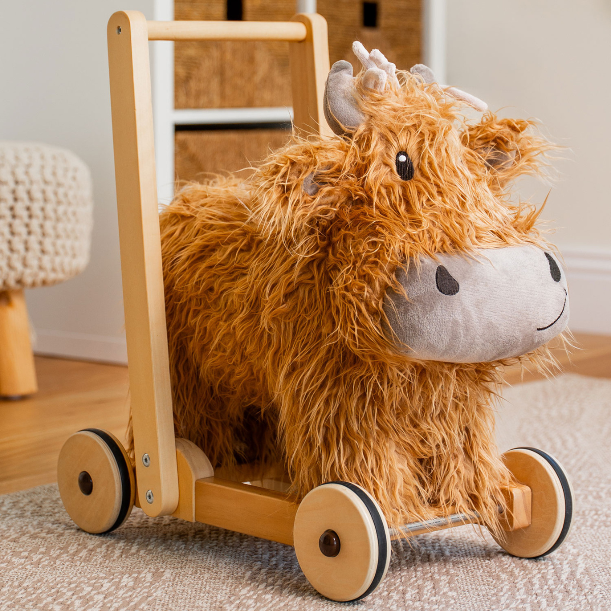 Little Bird Told Me Hubert Highland Cow Push Along Baby Walker