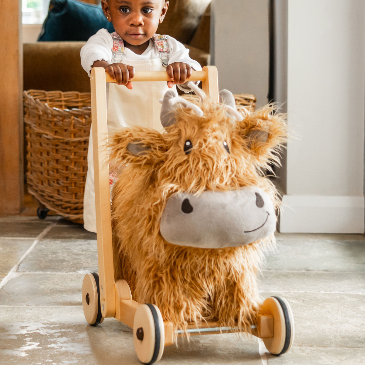 Little Bird Told Me Hubert Highland Cow Push Along Baby Walker