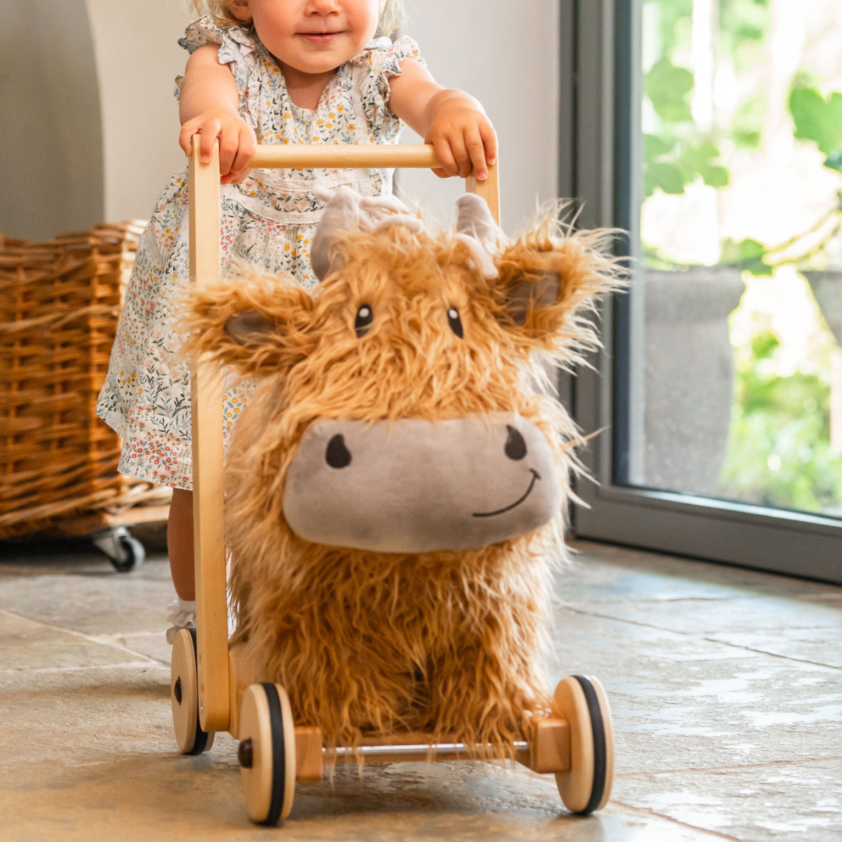 Little Bird Told Me Hubert Highland Cow Push Along Baby Walker