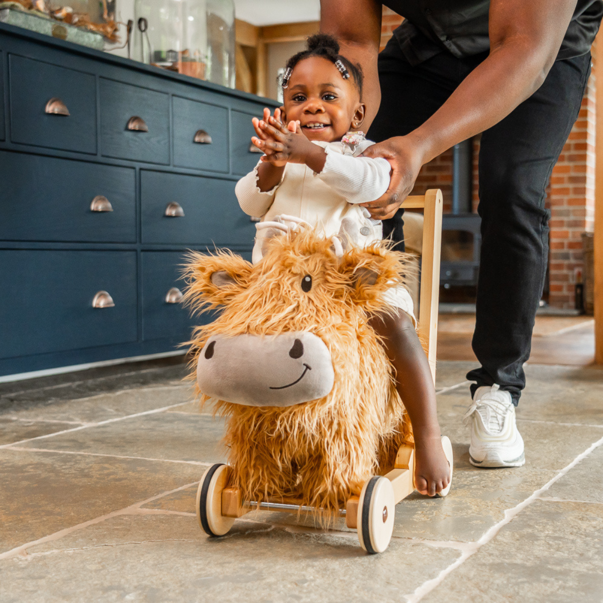 Little Bird Told Me Hubert Highland Cow Push Along Baby Walker