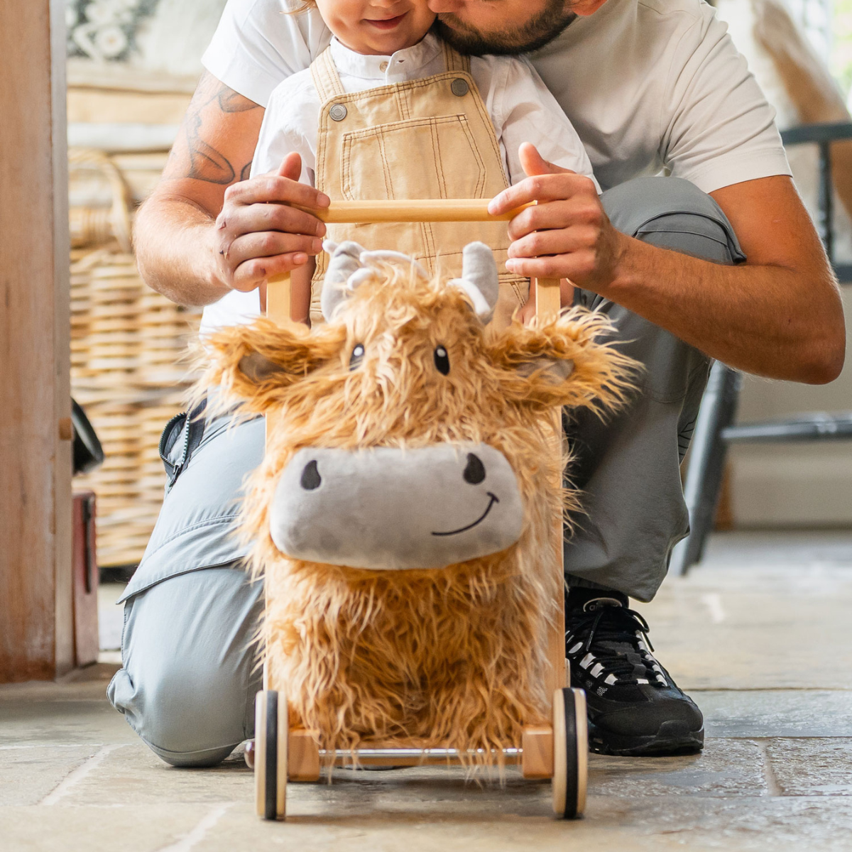 Little Bird Told Me Hubert Highland Cow Push Along Baby Walker