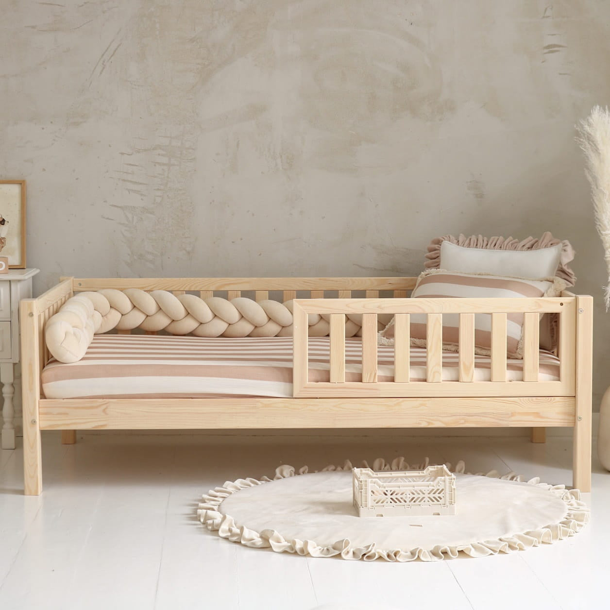 Luletto Love Toddler Bed inc Guard Rail 90 x 190cm Natural Wood