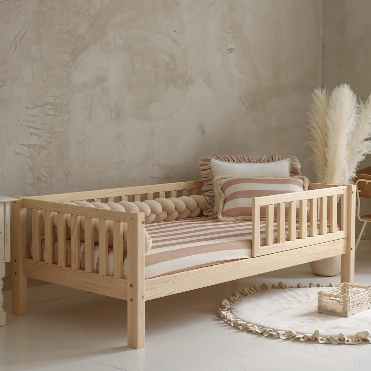 Luletto Love Toddler Bed inc Guard Rail 90 x 190cm Natural Wood