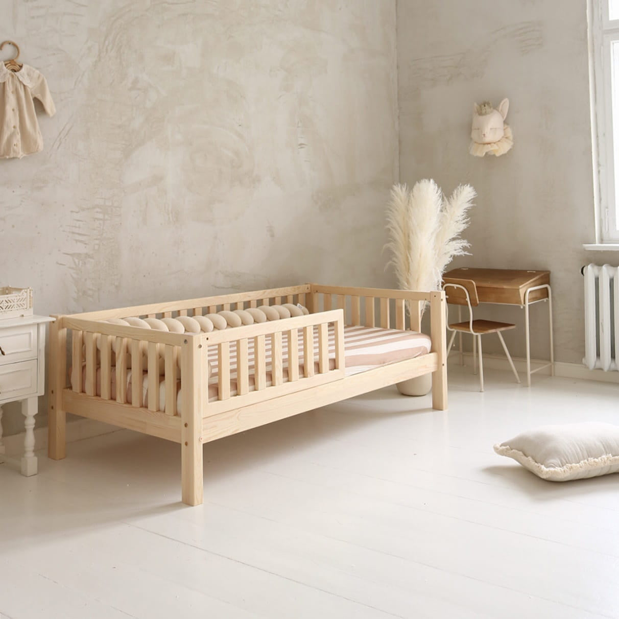 Luletto Love Toddler Bed inc Guard Rail 90 x 190cm Natural Wood