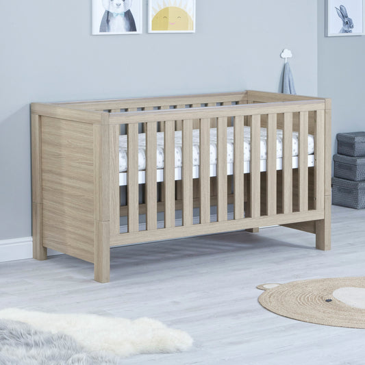 Babymore Luno Cot Bed 140 x 70cm Oak