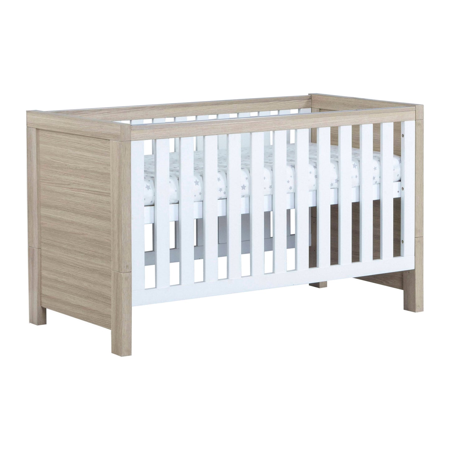 Babymore Luno Cot Bed 140 x 70cm White Oak