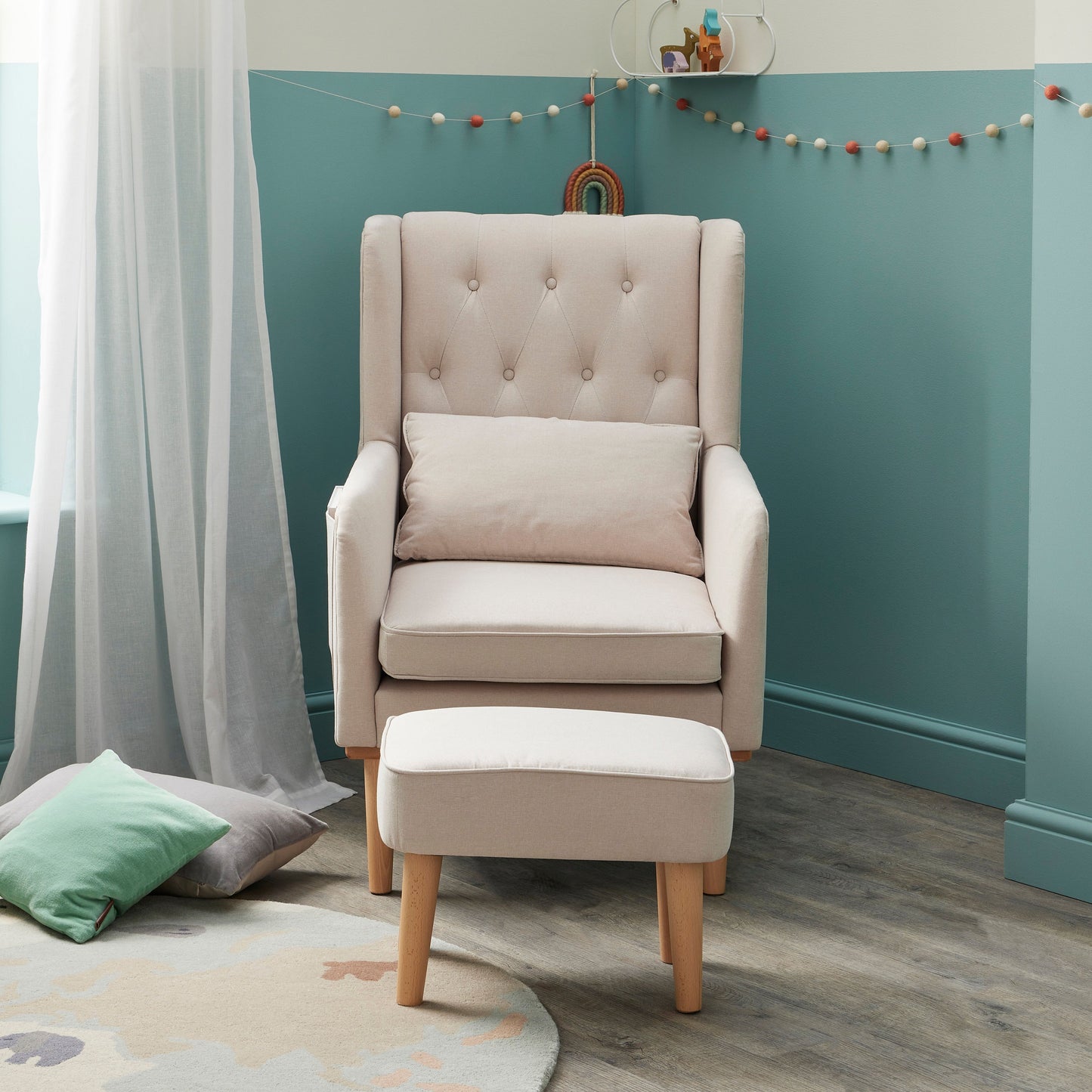 Babymore Lux Nursing Chair with Stool Cream