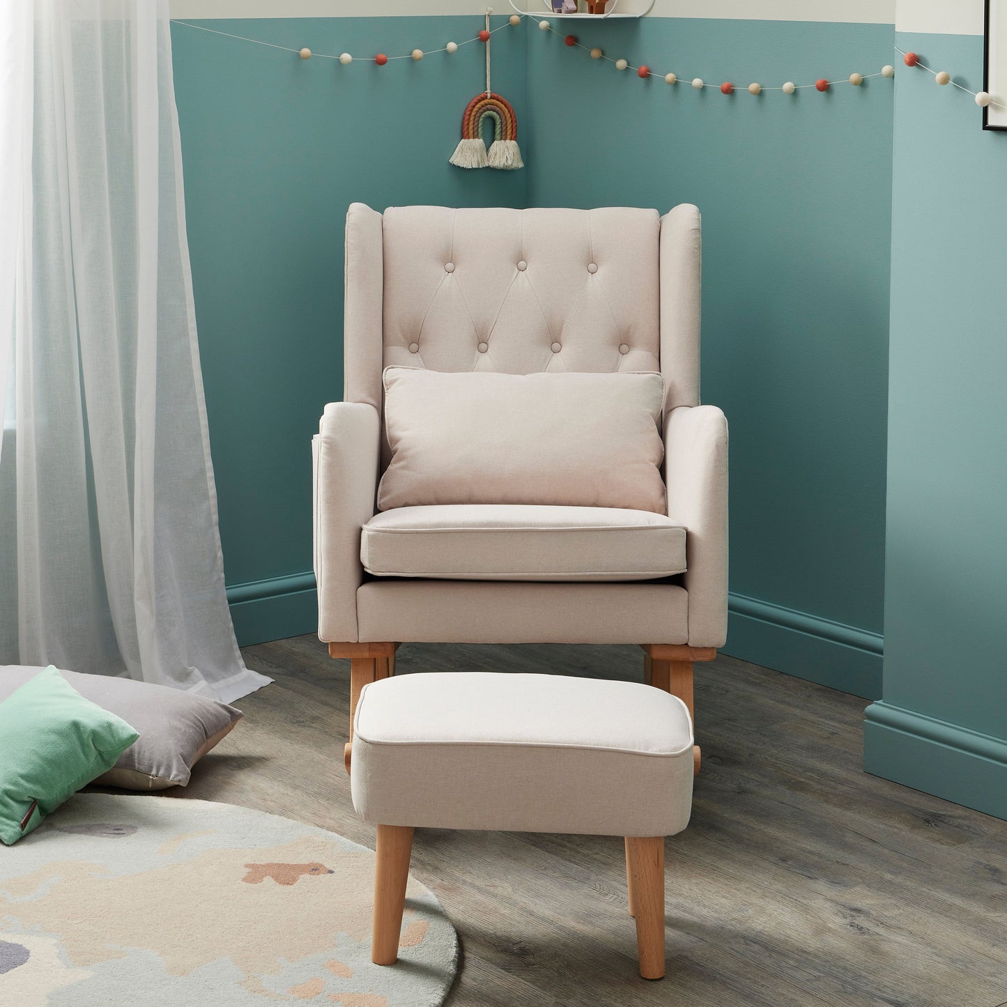 Babymore Lux Nursing Chair with Stool Cream