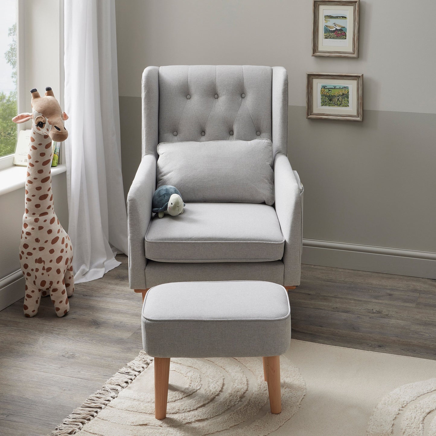 Babymore Lux Nursing Chair with Stool Grey