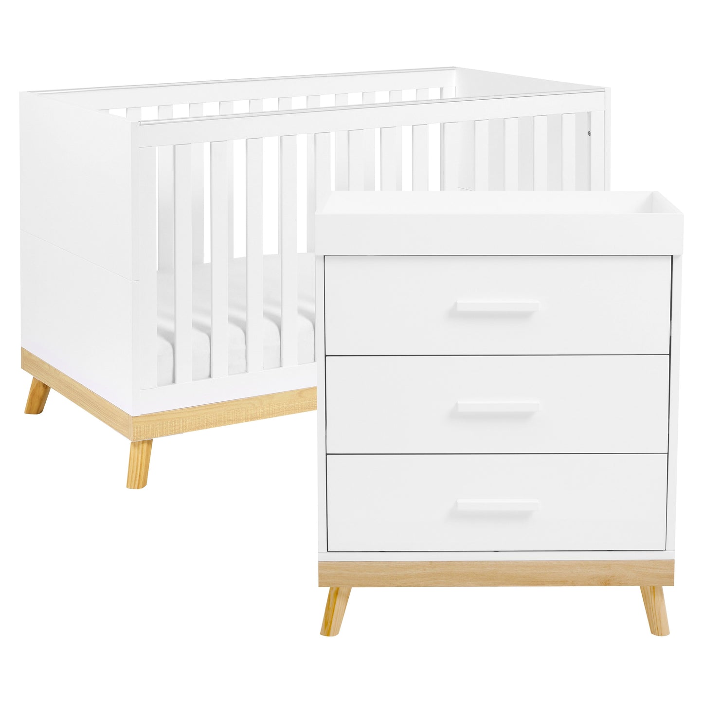 Babymore Mona Cot Bed 140 x 70cm 2 Piece Room Set White