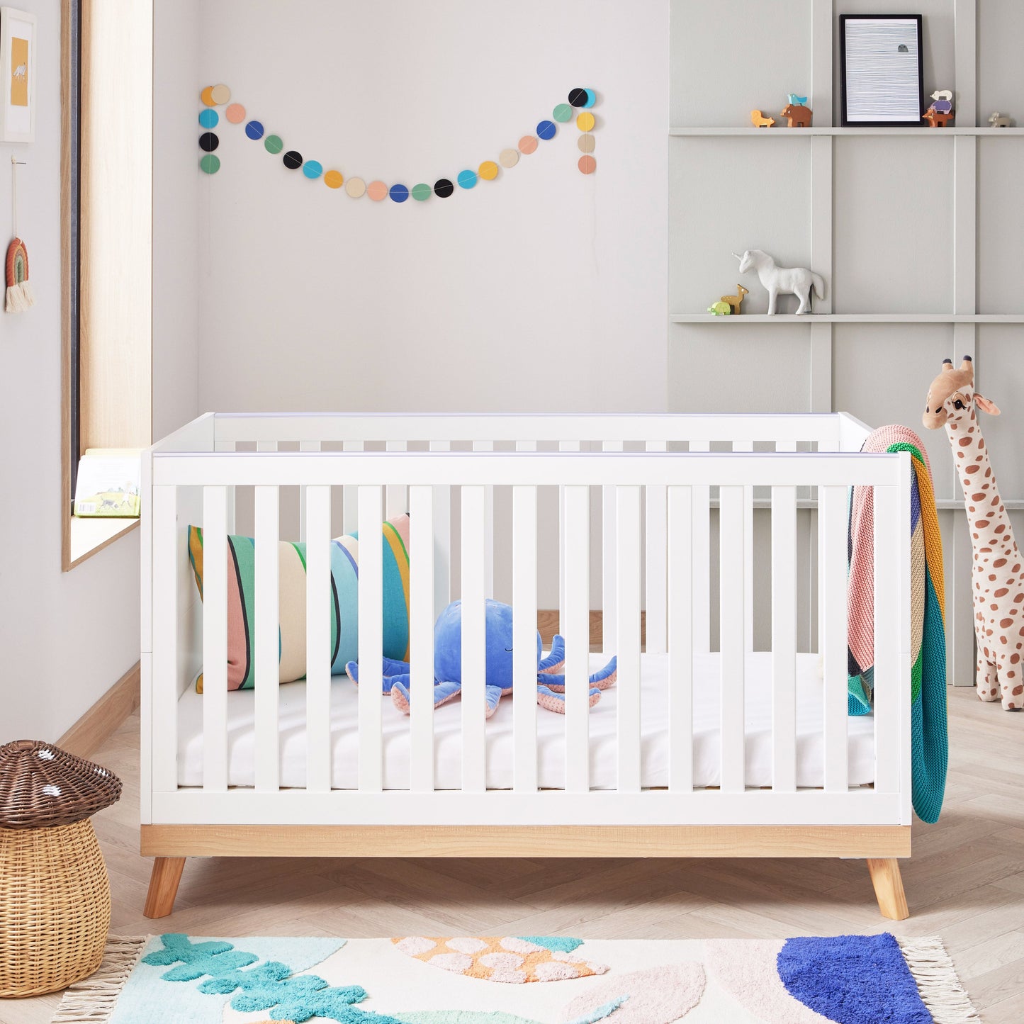 Babymore Mona Cot Bed 140 x 70cm 3 Piece Room Set White