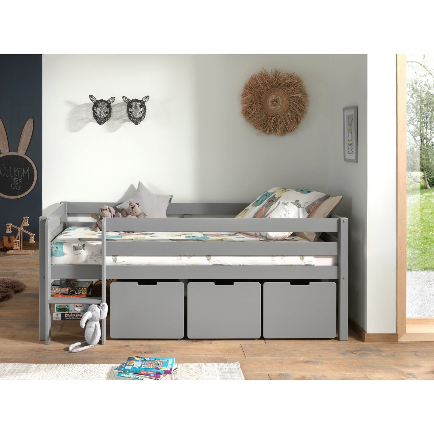 VIPACK PINO set of 3 drawers for mid sleeper low grey