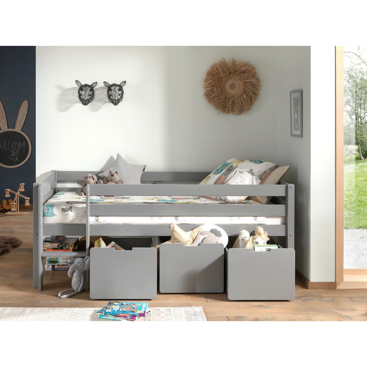 VIPACK PINO set of 3 drawers for mid sleeper low grey