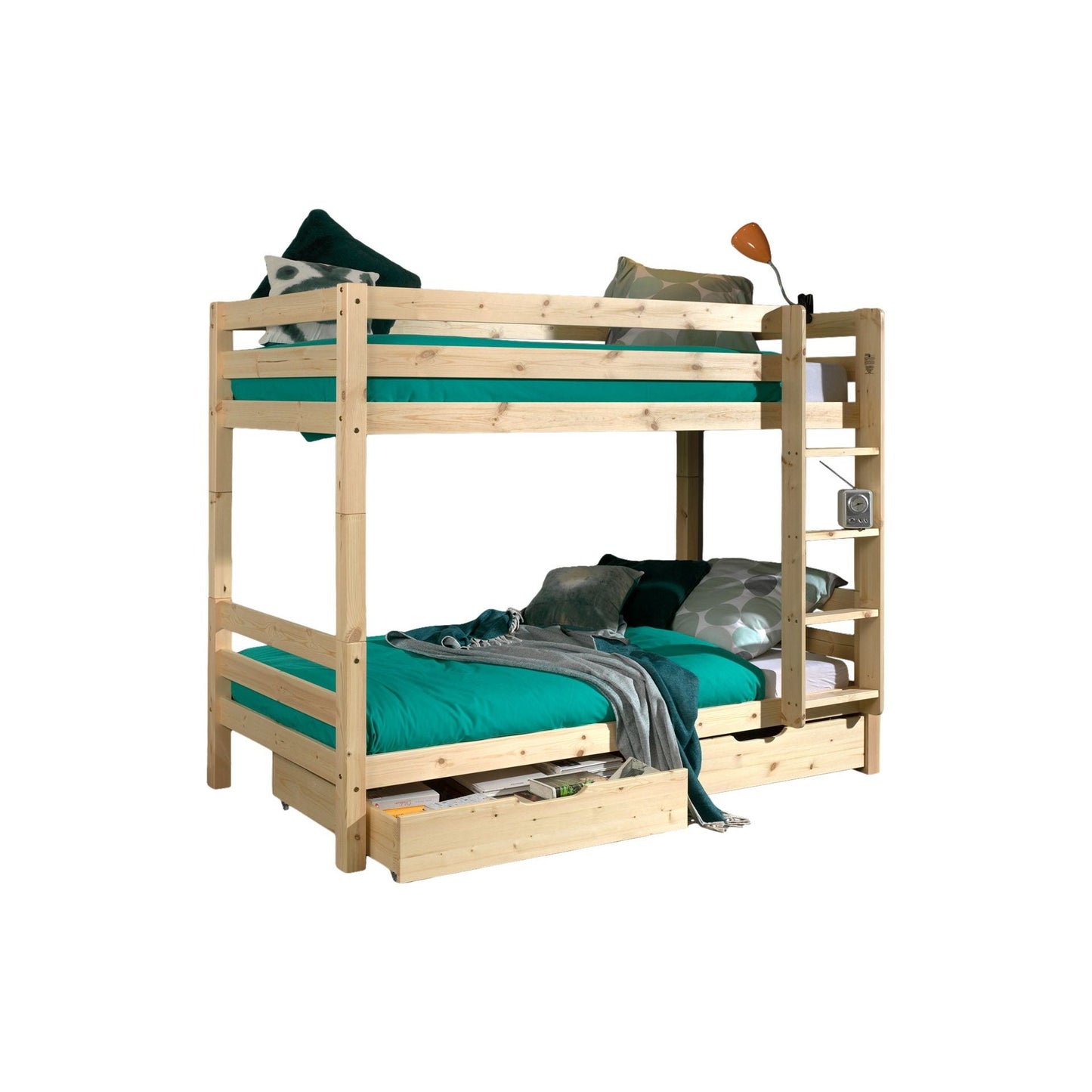 VIPACK PINO bunk bed 90 X 200cm natural including storage drawers