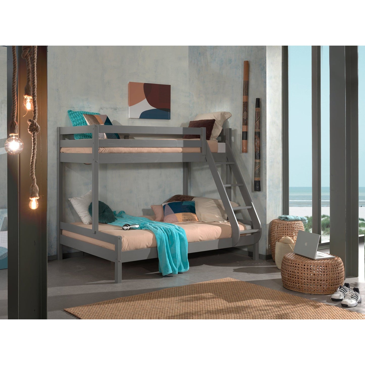 VIPACK PINO family bunk bed grey